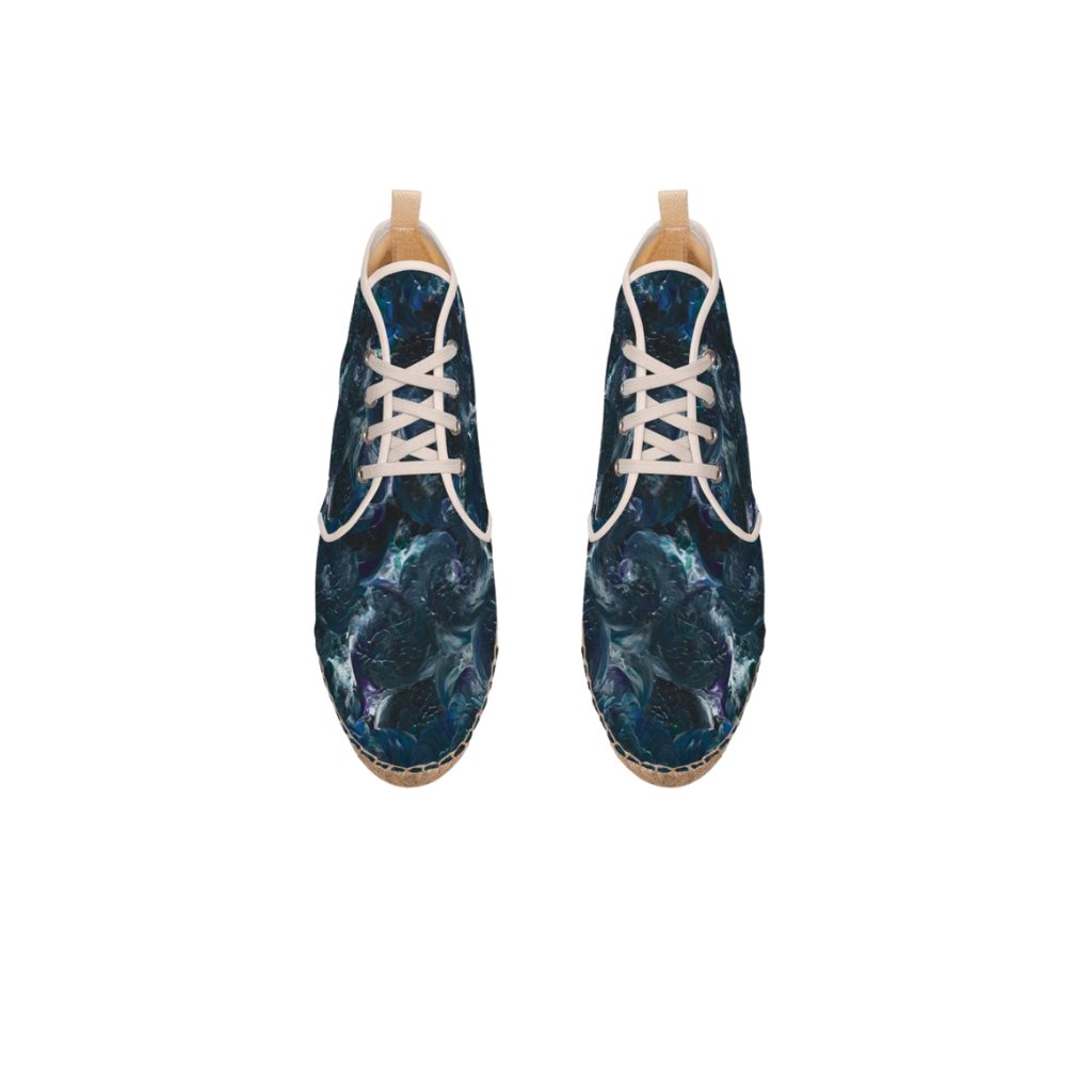 'Ocean Deep' Abstract Art High Top Mens Espadrilles
