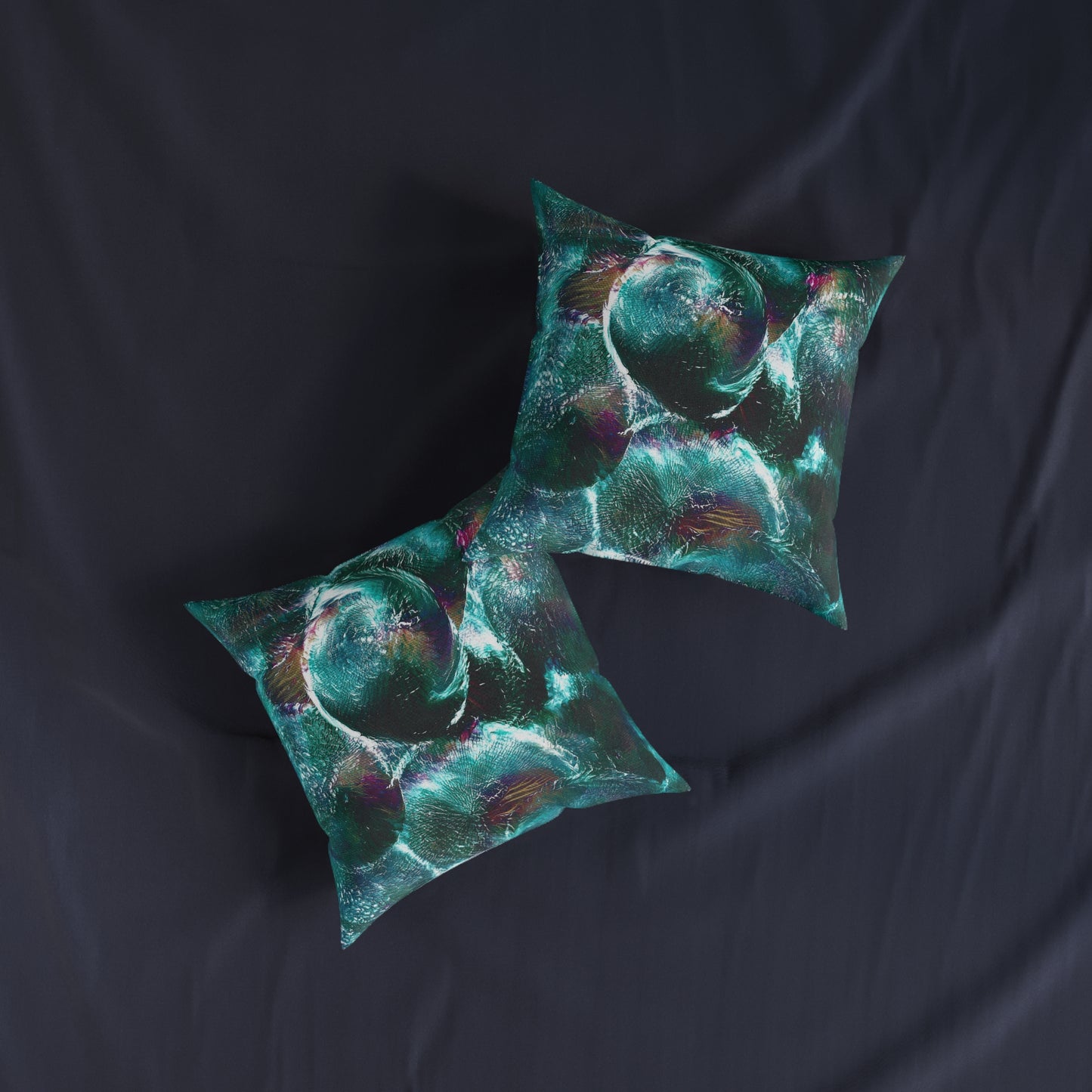 'Emerald Eclipse' Cushion / Square Pillow