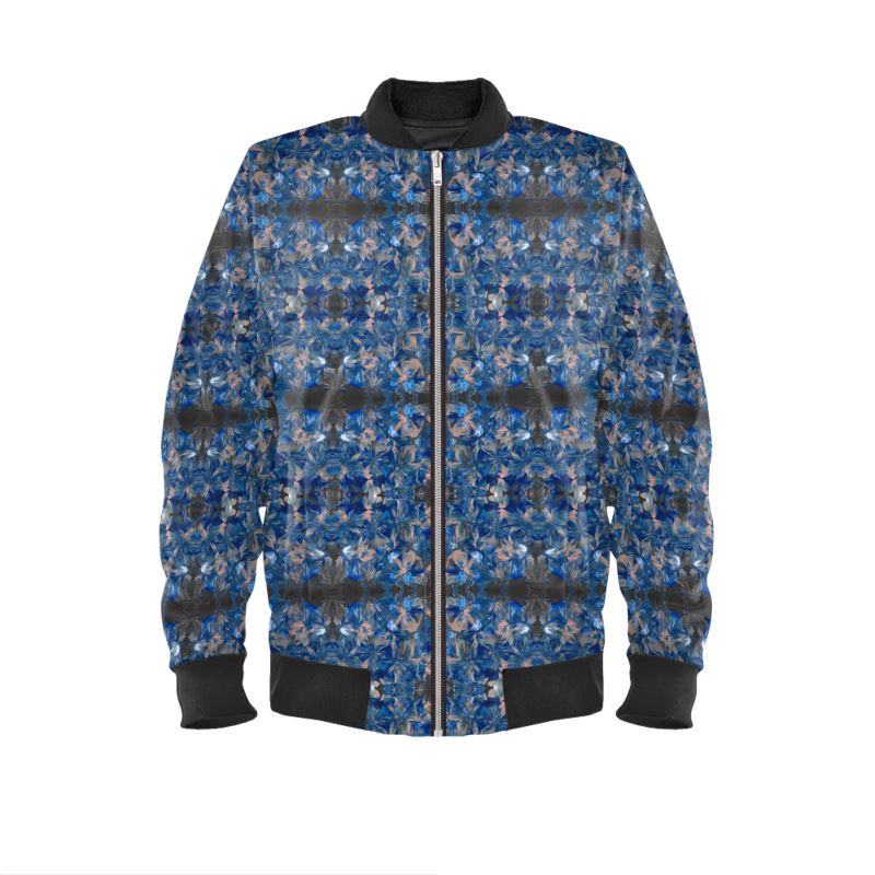 'Whisper of Blues' Abstract Men's Bomber Jacket