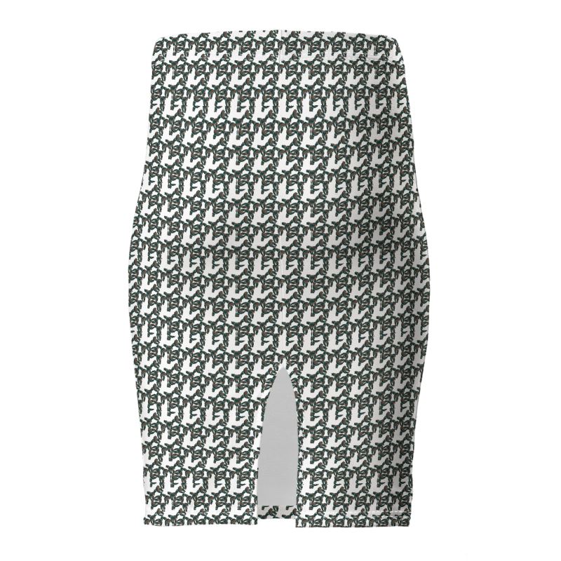 Green and Brown Pattern Pencil Skirt