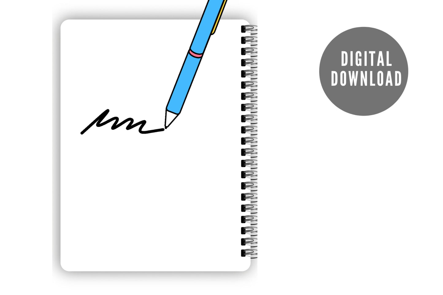 DIGITAL BLANK SKETCHBOOK, Spiralbound, Downloadable, Fillable