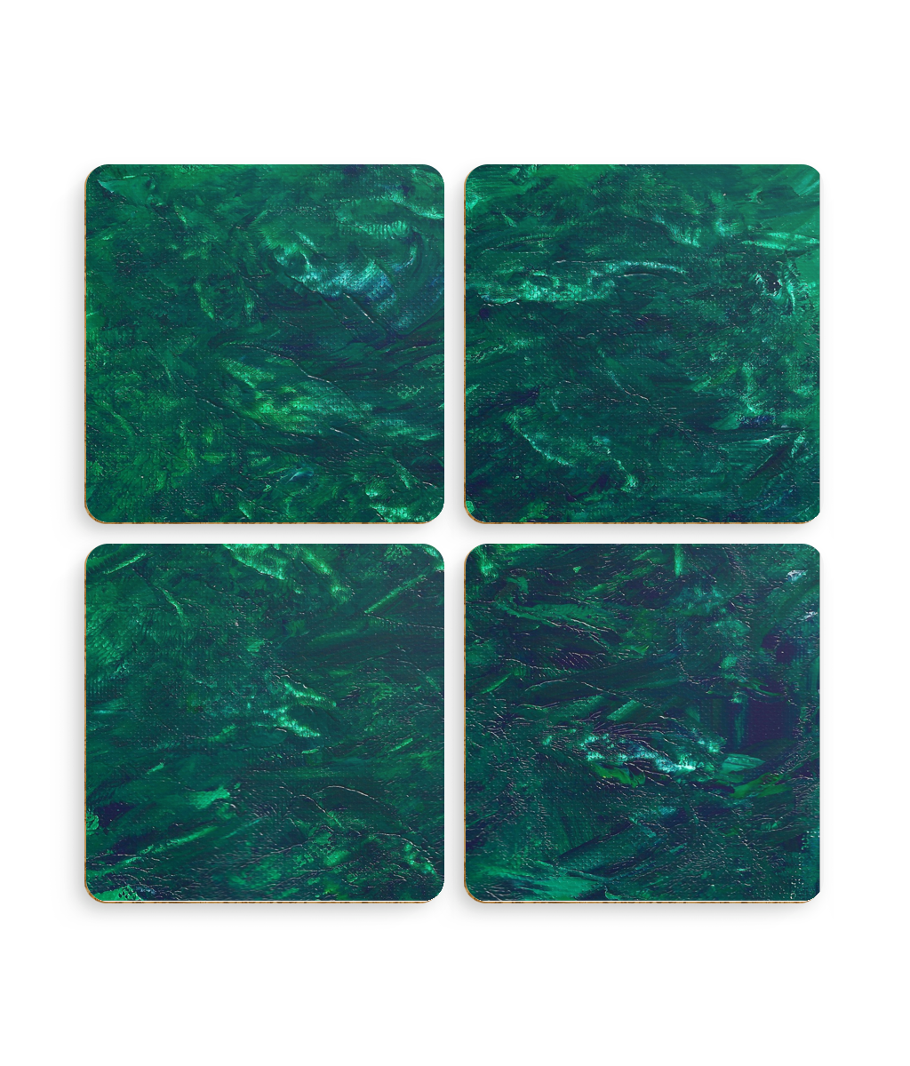 Pack of 4 Coasters 'Deep Forest' Abstract Art Print