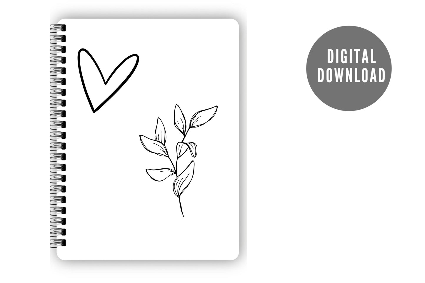 DIGITAL BLANK SKETCHBOOK, Spiralbound, Downloadable, Fillable