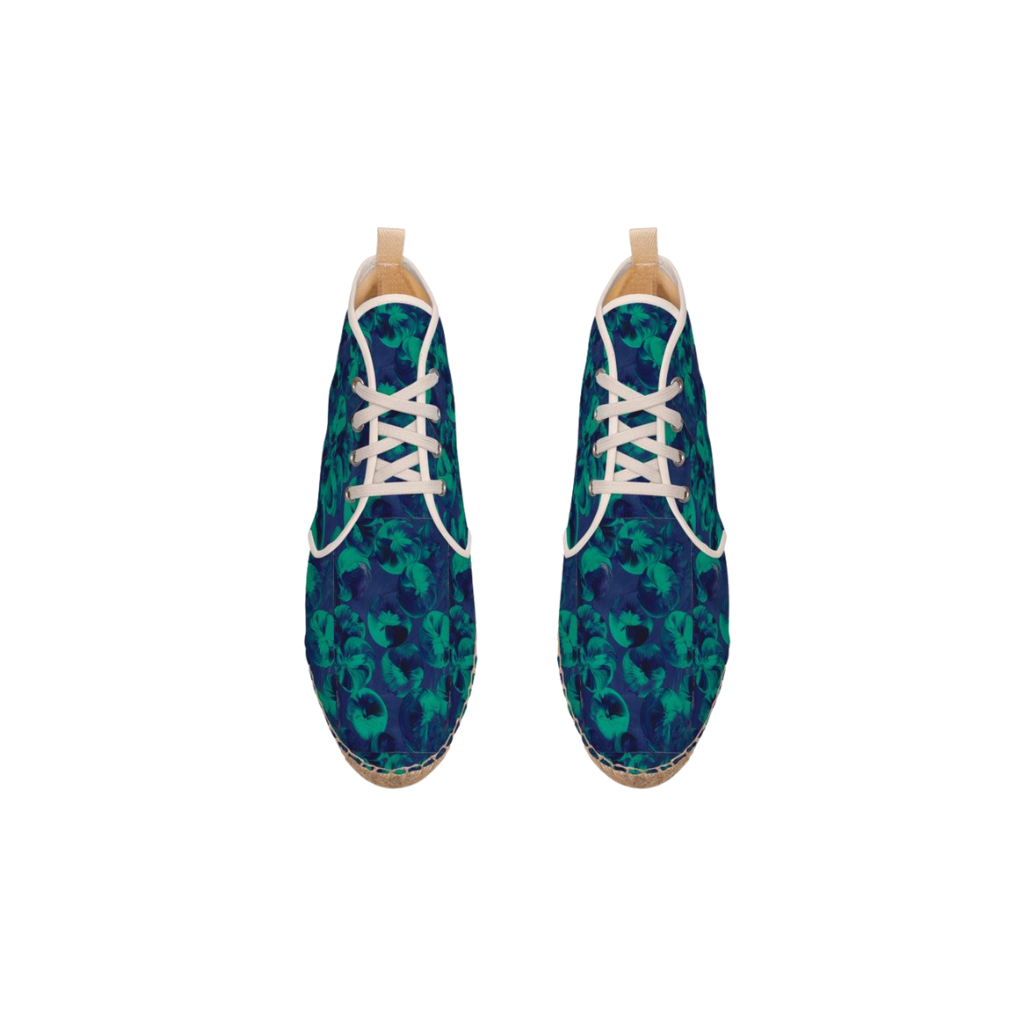 Teal Abstract Art High Top Mens Espadrilles