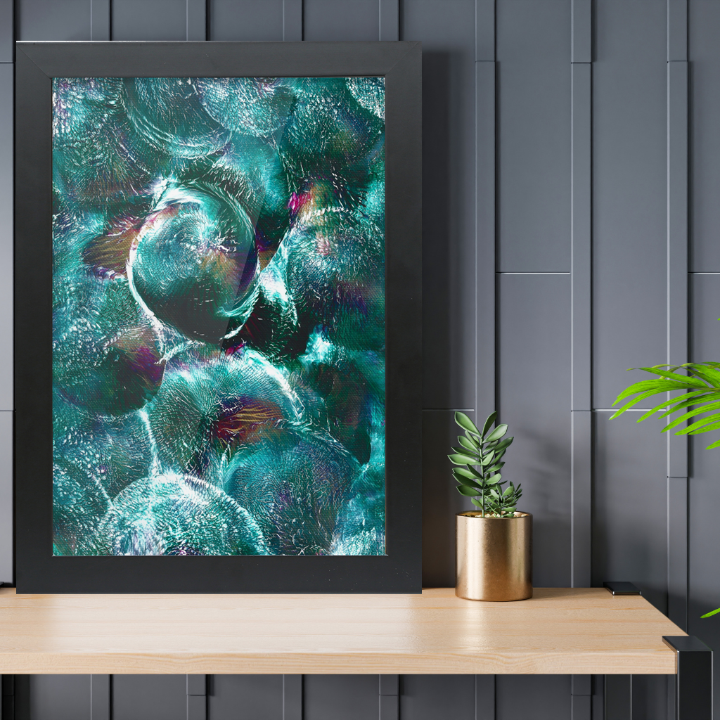 'Emerald Eclipse' Framed A3 Abstract Giclée Fine Art Print