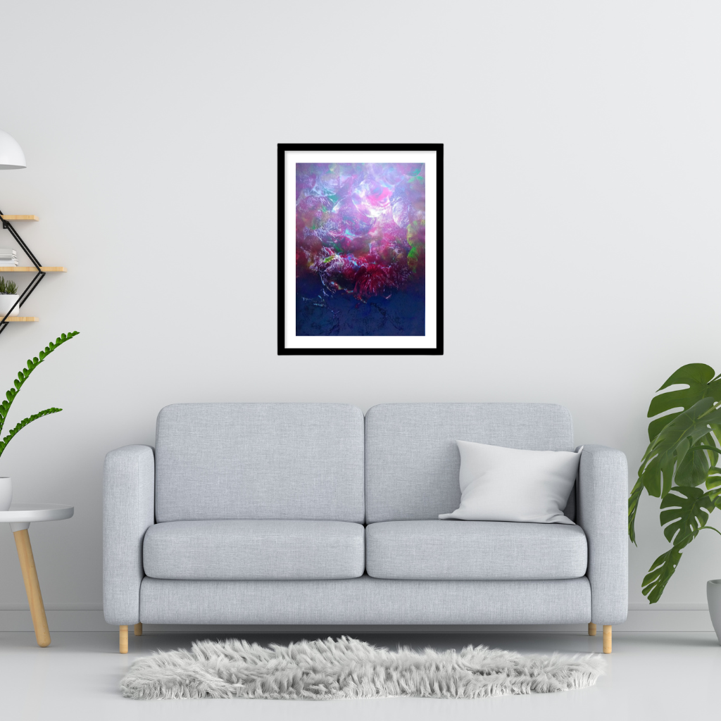 'Plum Trees' Abstract Framed Art with Classic Border A1