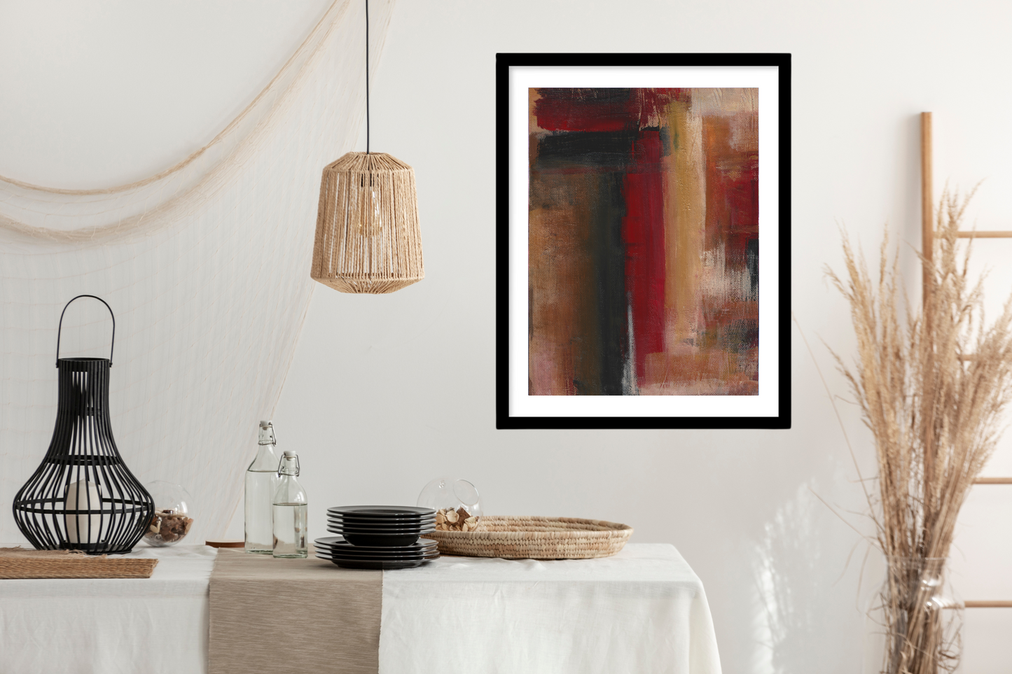 'Rustic Linear' Abstract Framed Art with Classic Border A2