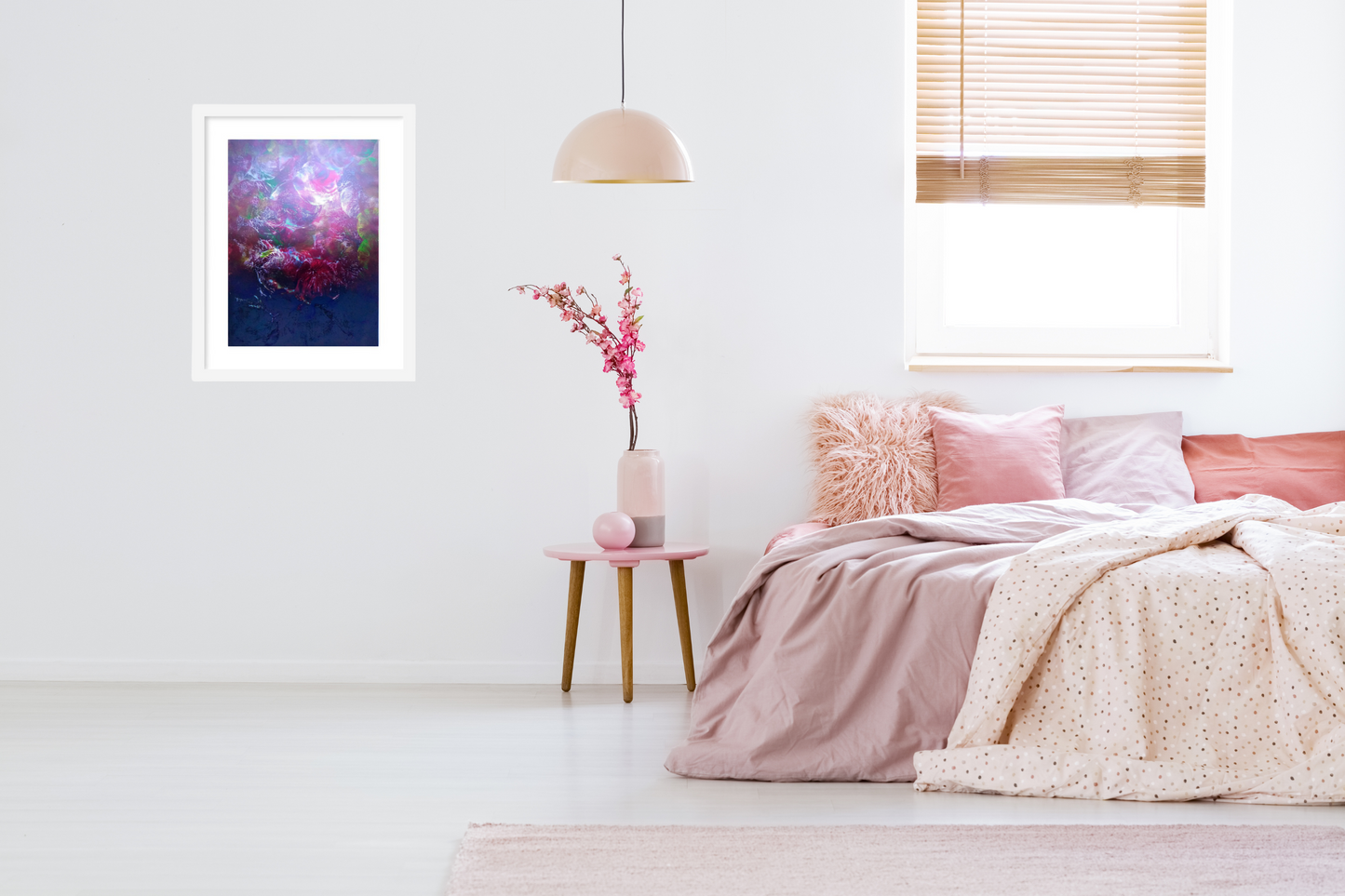 'Plum Trees' Abstract Framed Art with Classic Border A2