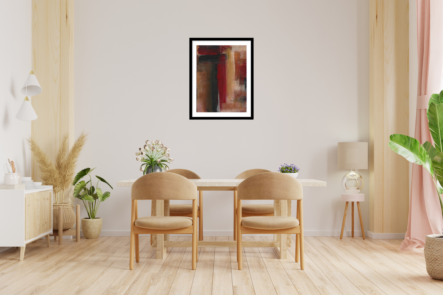 'Rustic Linear' Abstract Framed Art with Classic Border A3