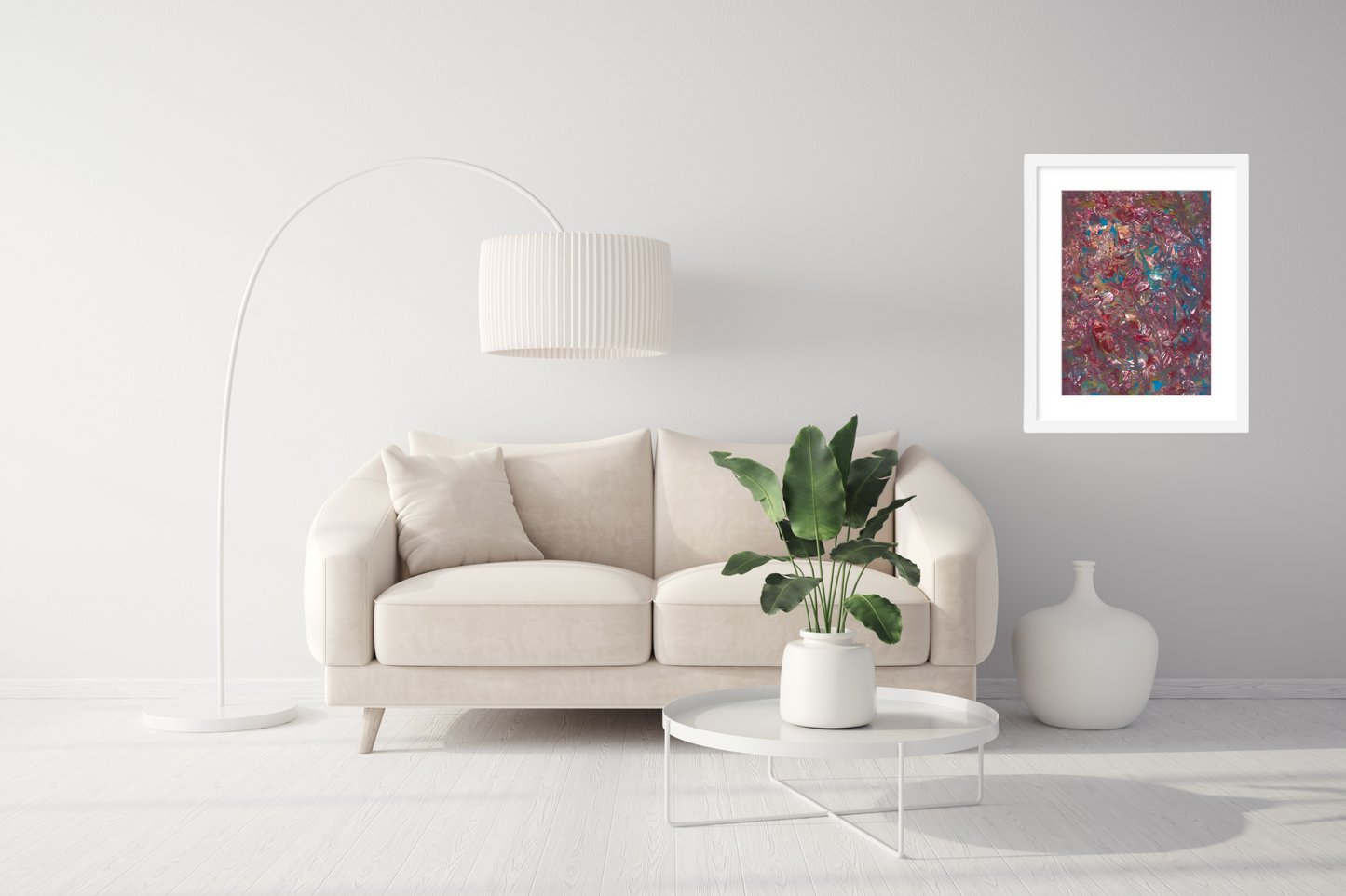 'Painting Party' Abstract Framed Art with Classic Border A3