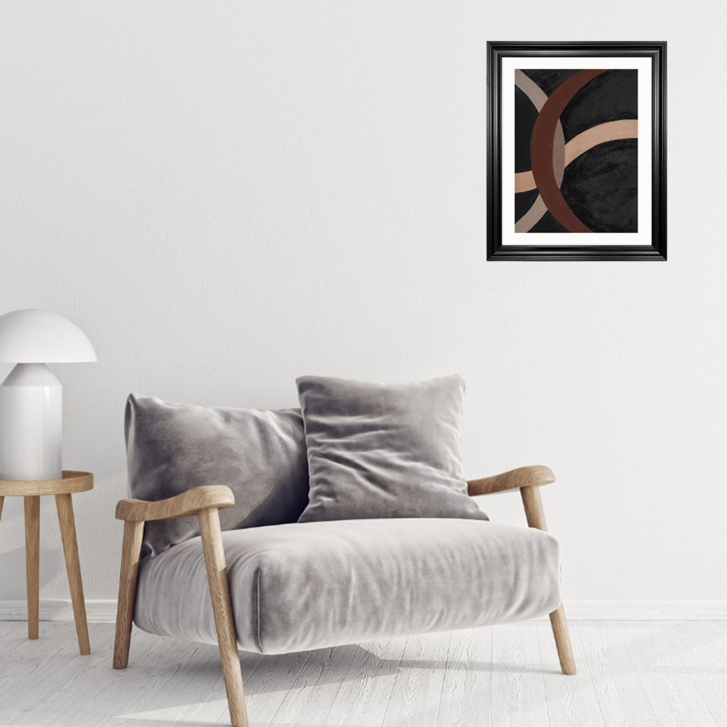 'Mocha Spheres' Abstract Framed Art 16x20
