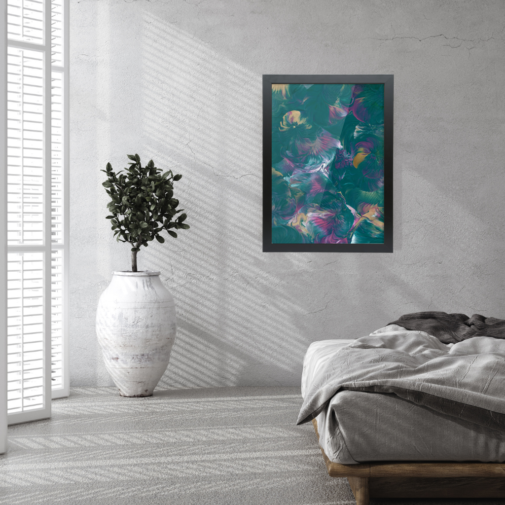 'Floral Utopia' Framed A2 Abstract Giclée Fine Art Print