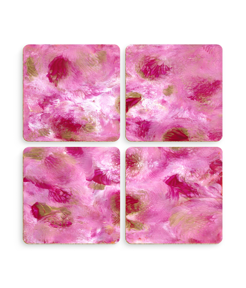Pack of 4 Coasters 'Petunias' Abstract Art Print