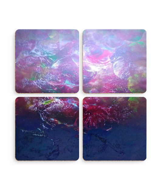 Pack of 4 Coasters 'Plum Trees' Abstract Print