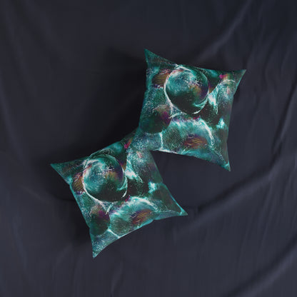 'Emerald Eclipse' Cushion / Square Pillow