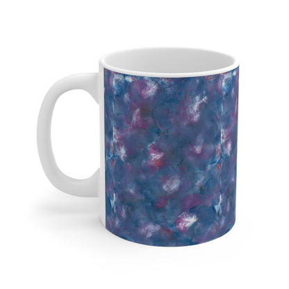 'Purple floral' Abstract Mug 11oz