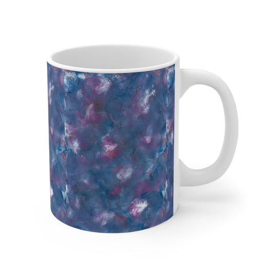 handcrafted abstract art designed purple mug