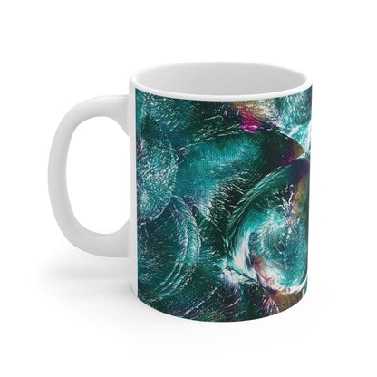 'Emerald Eclipse' Abstract Art Mug 11oz