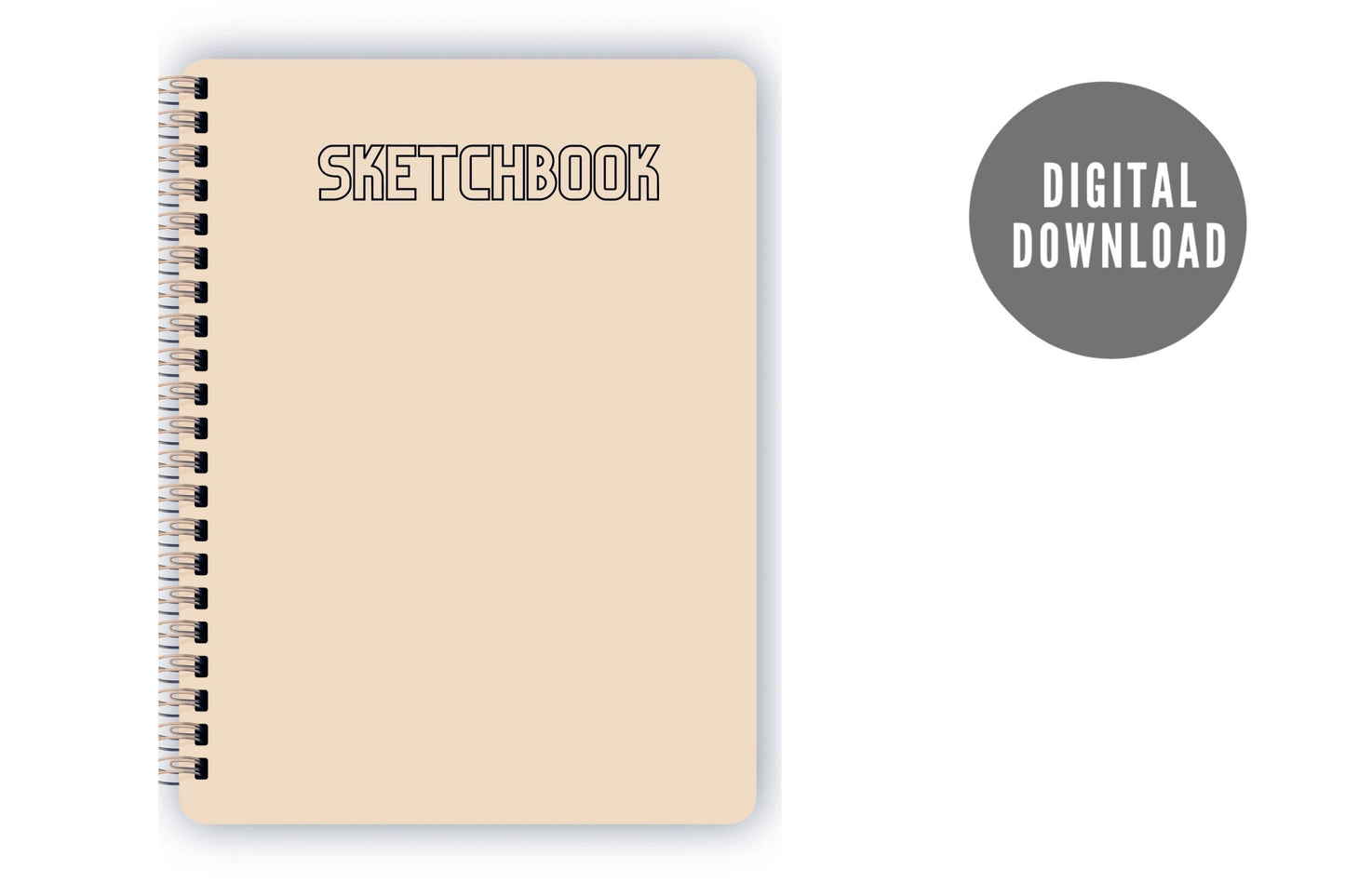 DIGITAL BLANK SKETCHBOOK, Spiralbound, Downloadable, Fillable