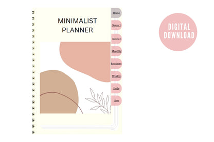 MINIMALIST PLANNER, Digital Download, Fillable, Organiser