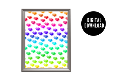 Colourful Hearts Wall Art | Digital Download