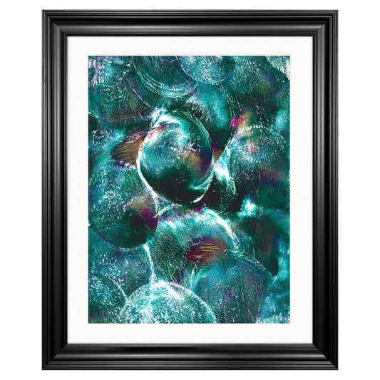'Emerald Eclipse' Abstract Framed Art 16x20
