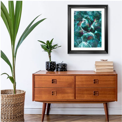 'Emerald Eclipse' Abstract Framed Art 16x20