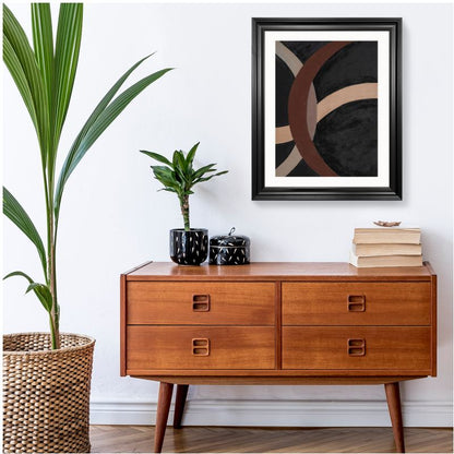 'Mocha Spheres' Abstract Framed Art 16x20