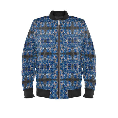 'Whisper of Blues' Abstract Men's Bomber Jacket