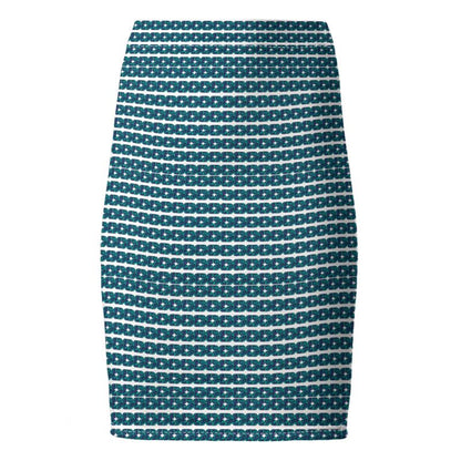 Vertical lined Teal xoxo style Pencil Skirt