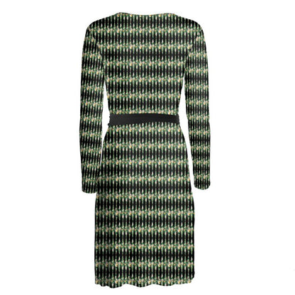 Lime Green Pattern Wrap Dress