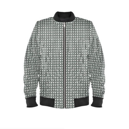 Brown and Dark Green Pattern Men's Bomber Jacket