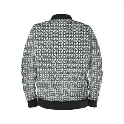 Brown and Dark Green Pattern Men's Bomber Jacket