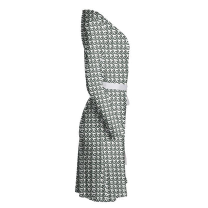 Brown and Dark Green Pattern Wrap Dress