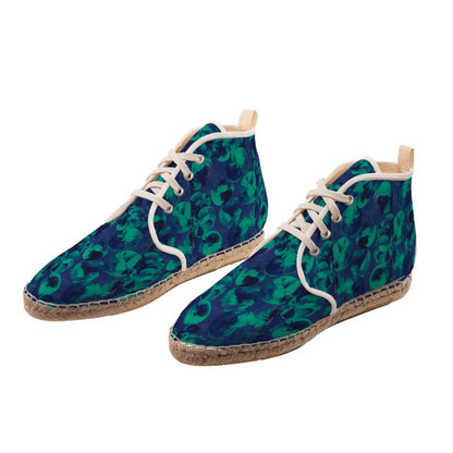 Teal Abstract Art High Top Mens Espadrilles