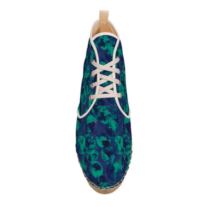 Teal Abstract Art High Top Mens Espadrilles