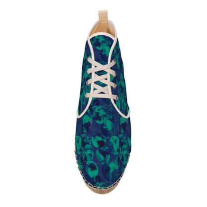 Teal Abstract Art High Top Mens Espadrilles