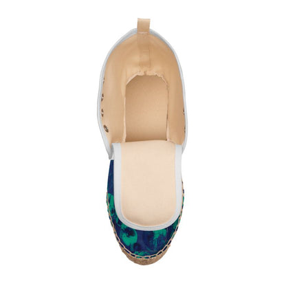 Teal Abstract Art High Top Mens Espadrilles