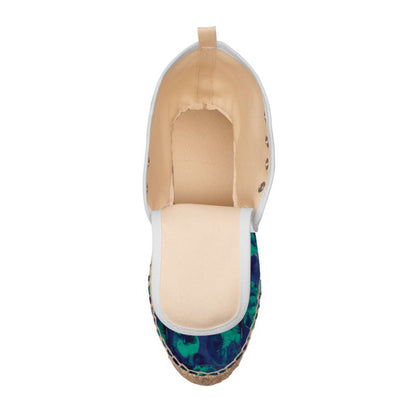 Teal Abstract Art High Top Mens Espadrilles