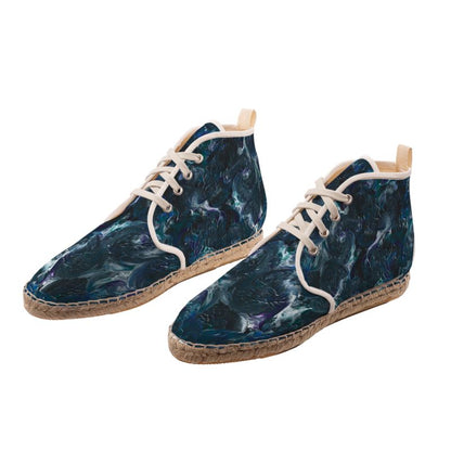 'Ocean Deep' Abstract Art High Top Mens Espadrilles