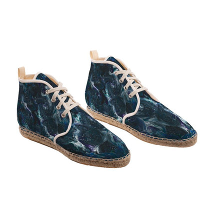 'Ocean Deep' Abstract Art High Top Mens Espadrilles