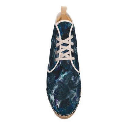 'Ocean Deep' Abstract Art High Top Mens Espadrilles