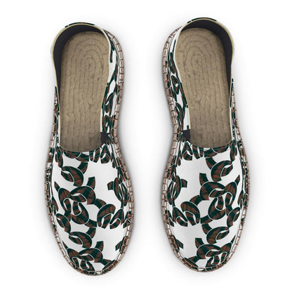 Brown and Dark Green Pattern Espadrilles