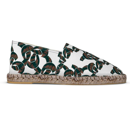 Brown and Dark Green Pattern Espadrilles