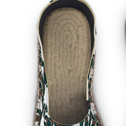 Brown and Dark Green Pattern Espadrilles