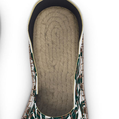 Brown and Dark Green Pattern Espadrilles