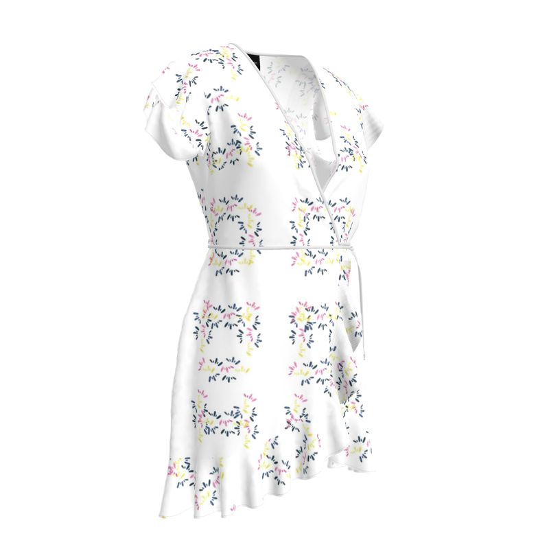 White Tea Dress with colourful patterns