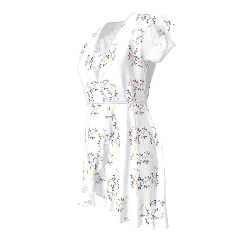 White Tea Dress with colourful patterns
