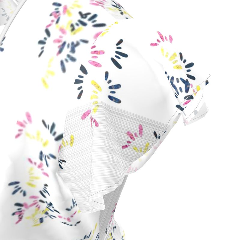 White Tea Dress with colourful patterns
