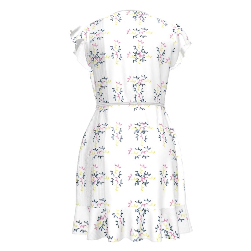 White Tea Dress with colourful patterns